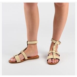 Journee Collection Gladiator Sandals Women's 7M Eleanora‎ Tan Flat Ankle Strap